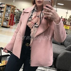 NORDSTROM HALOGEN MOTO JACKET BOILED WOOL BLEND POCKETS CLASSIC OVERSIZE FIT XS